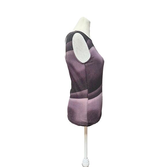 Vintage 90s Futuristic Spacedye Crystal Shimmer Top Festival Club Wear Sz Small - Picture 3 of 8